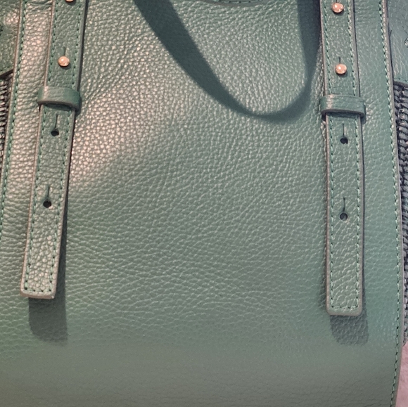 VIOLA CASTELLANI Italian Leather Handbag Tote Green Womens NWT - Picture 5 of 15